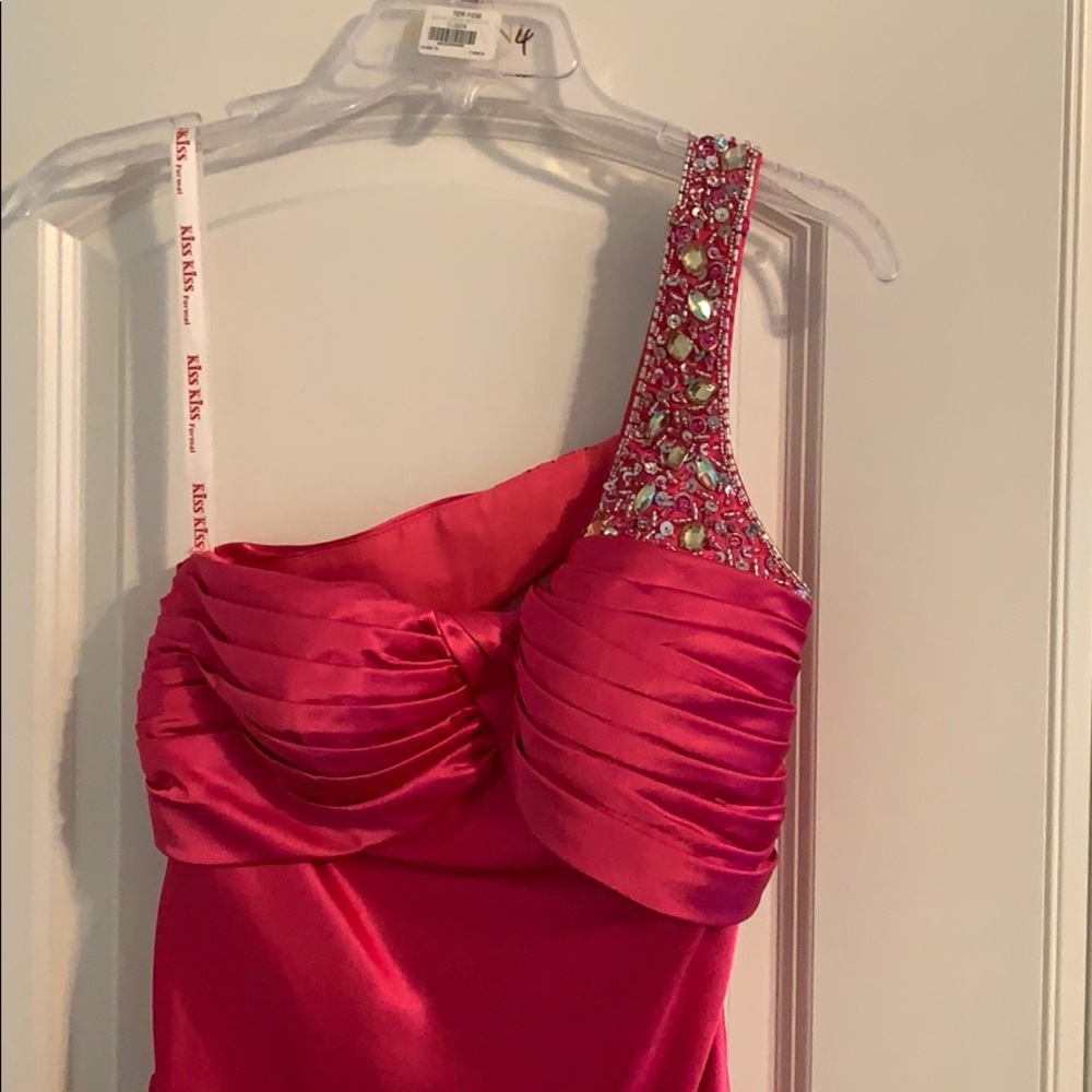 Long hot pink prom or homecoming dress